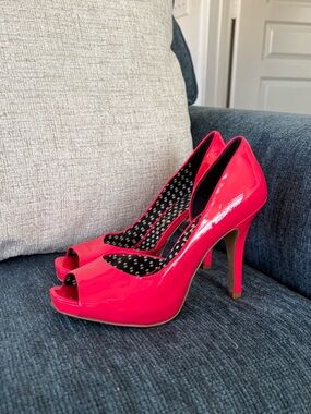 Jessica Simpson Pink Patent Peep-Toe High Heels